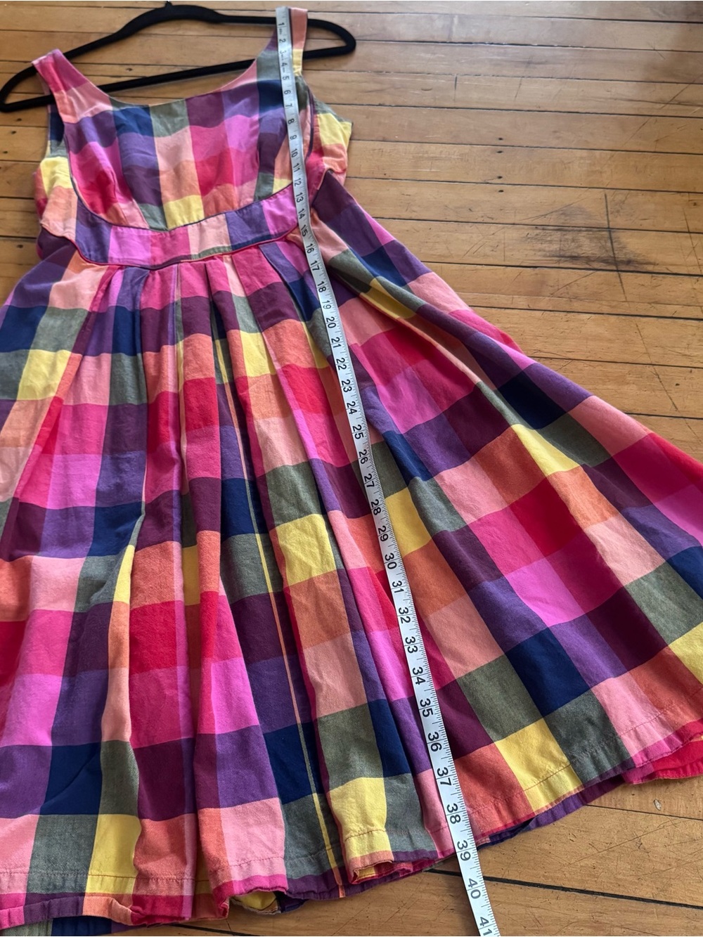 Emily and Fin Sunset Plaid Dress tank sleeveless pink yellow orange bright boho - Picture 8 of 10
